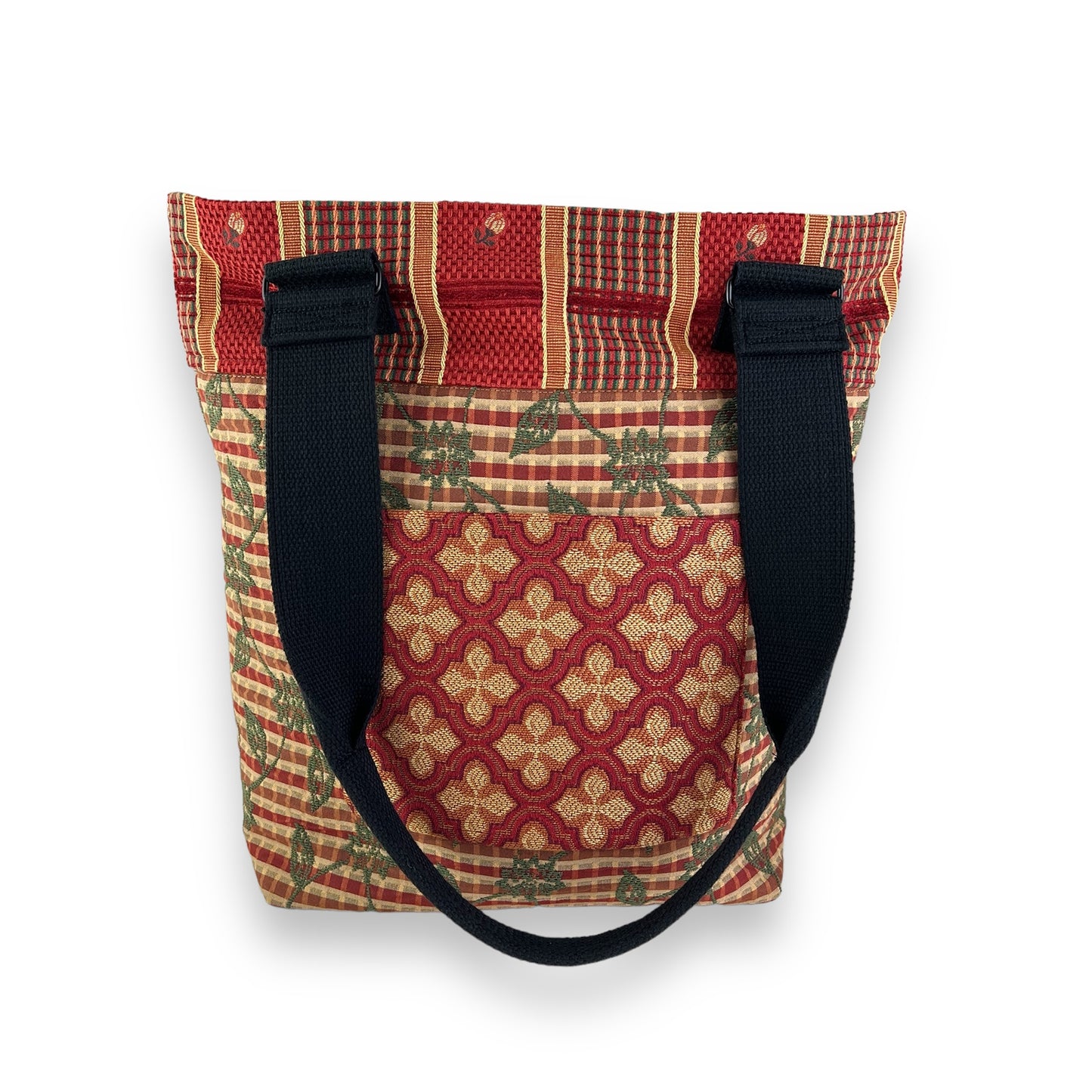 Fresh Tapestry Tote Bag Red Gold Checkered Tapestry Fabrics