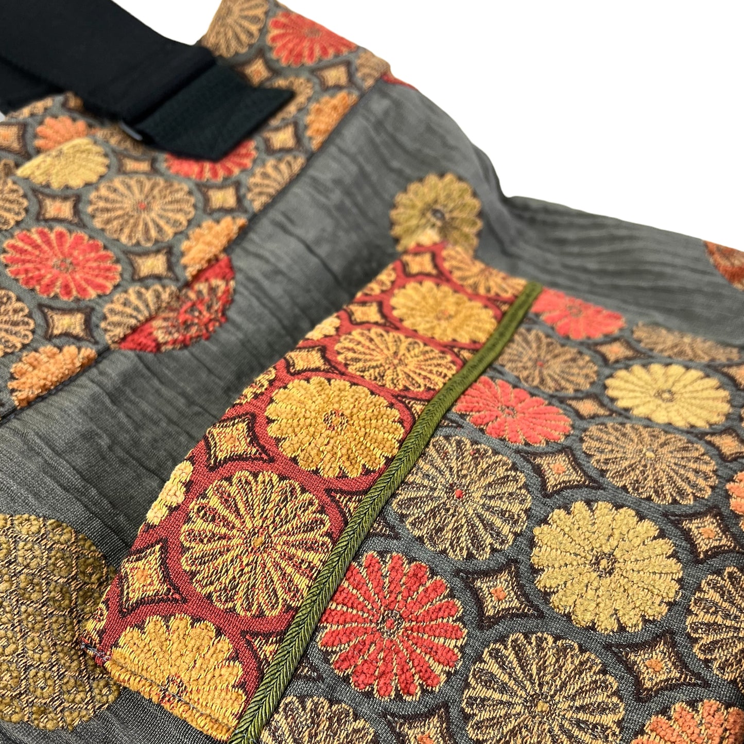 Fresh Tapestry Tote Bag Grey Gold Orange Floral Tapestry Fabrics