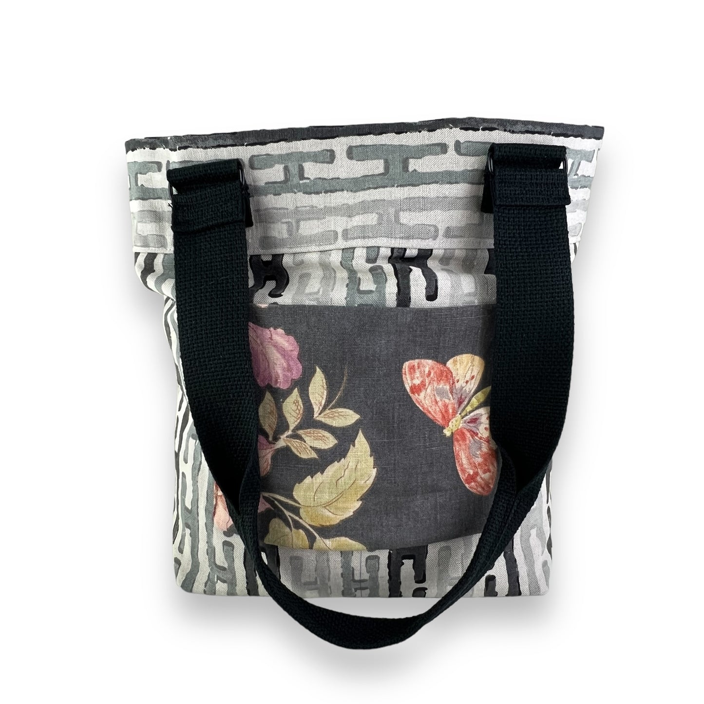 Fresh Tapestry Tote Bag Grey Black Printed Linen