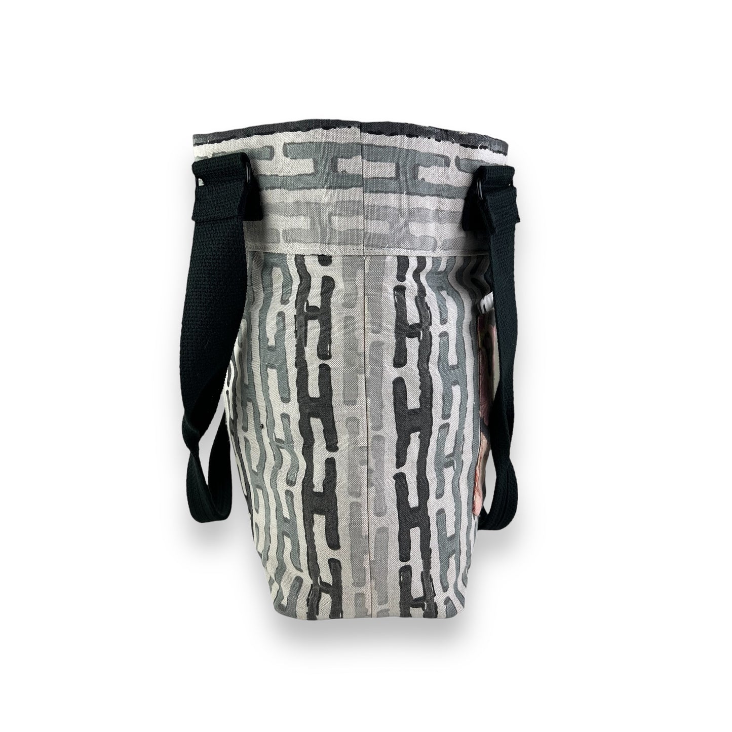 Fresh Tapestry Tote Bag Grey Black Printed Linen