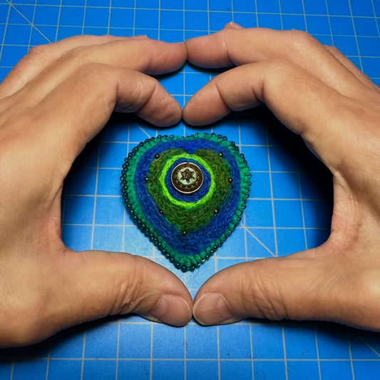 Wool Needle Felting One Day Workshop - Create your own Heart Brooch Student 4