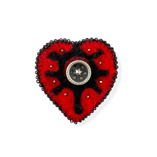 Hand Felted Heart Brooch 2025 Edition #1