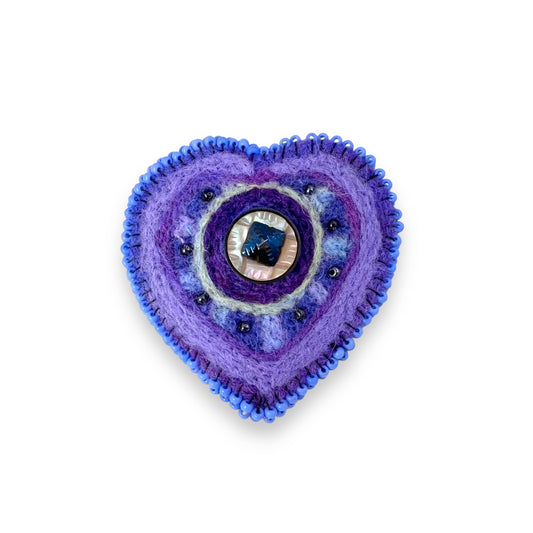 Lilac Purple Hand Felted Heart Brooch edition #23