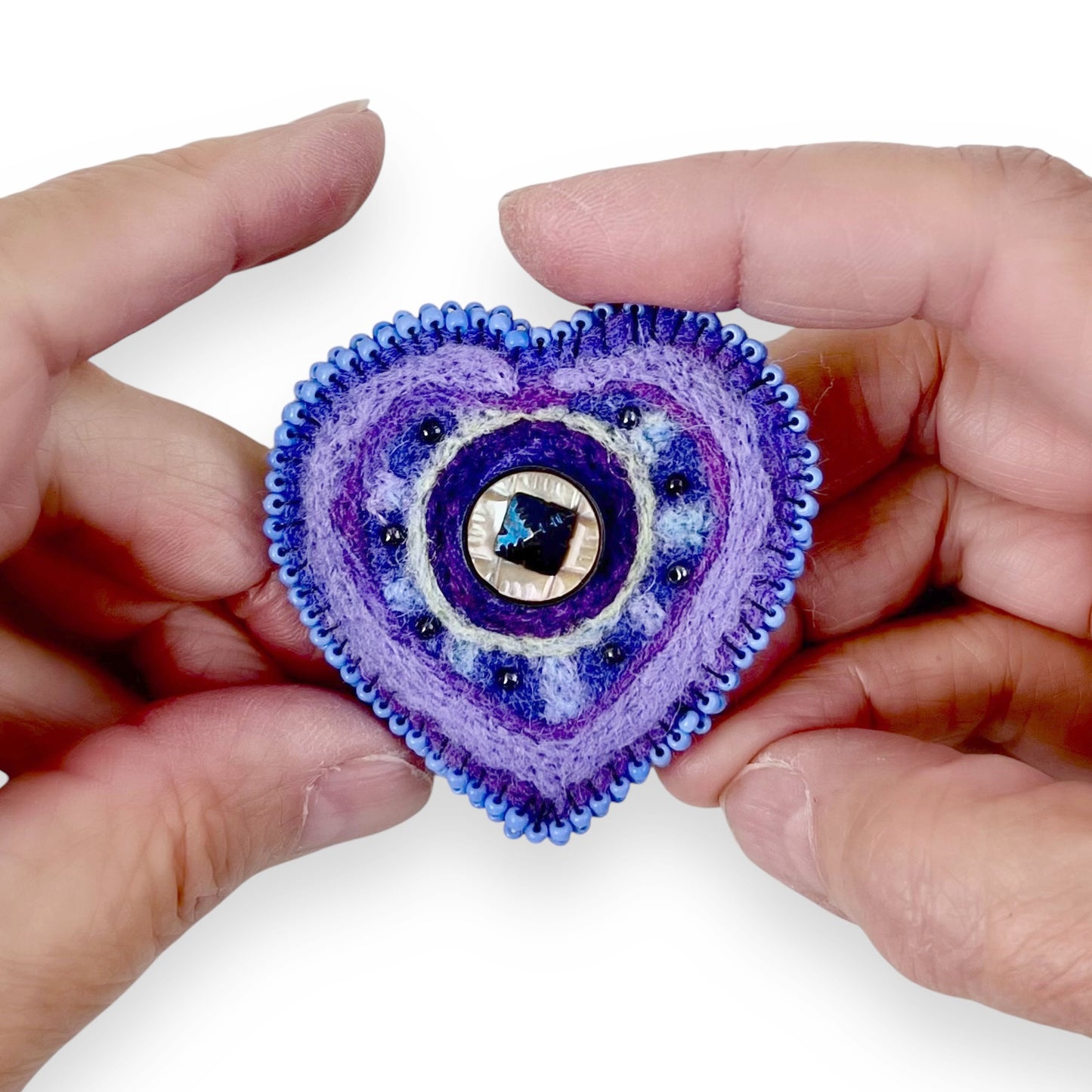 Lilac Purple Hand Felted Heart Brooch edition #23