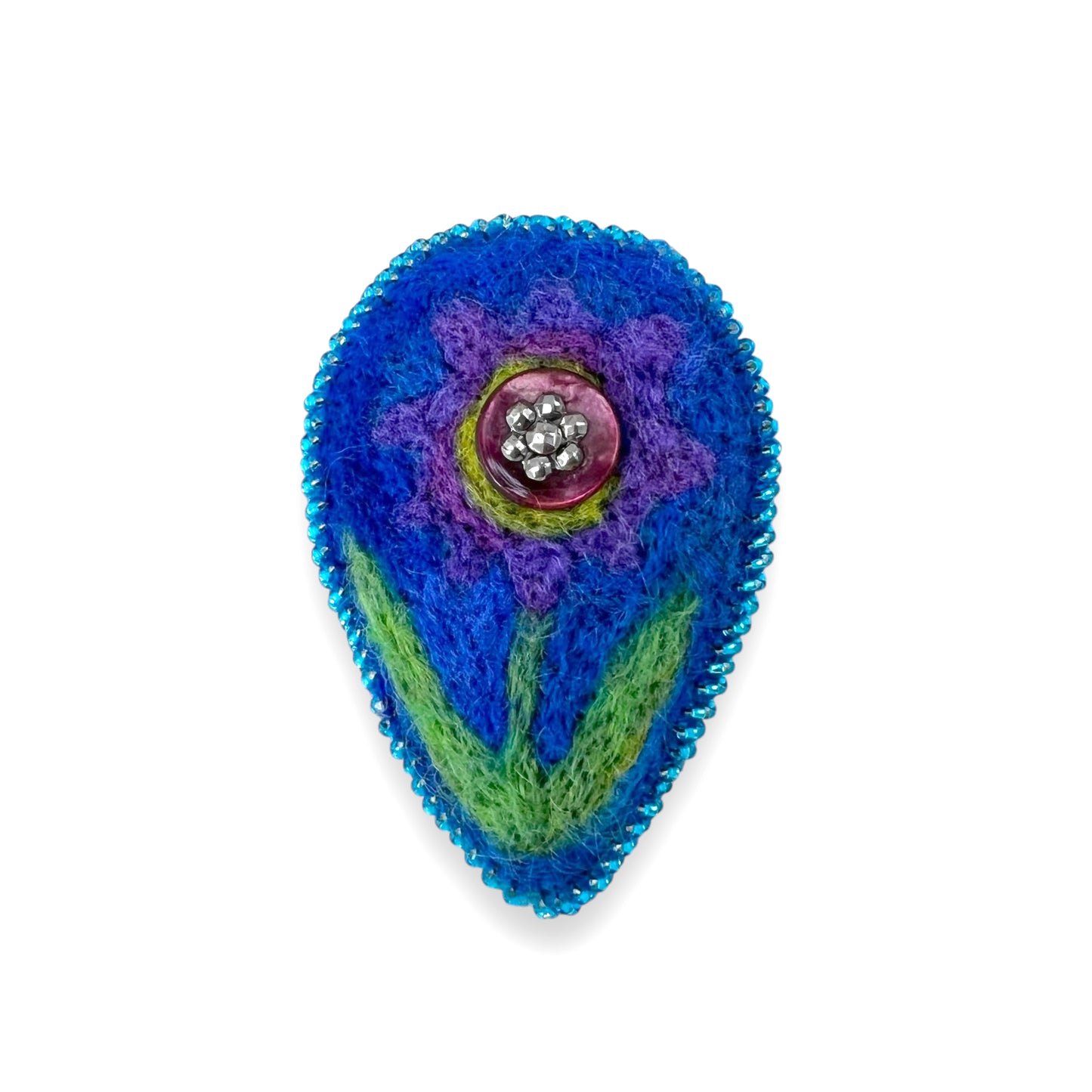 Blue Hand Felted Floral Brooch edition #4