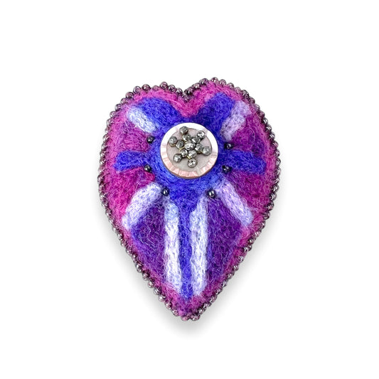 Pink Hand Felted Heart Brooch edition #5