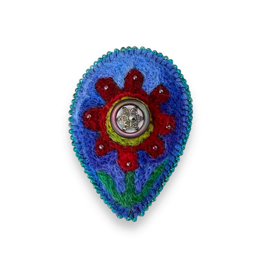 Blue Hand Felted Floral Brooch edition #6