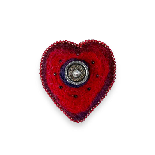 Red Hand Felted Heart Brooch edition #7