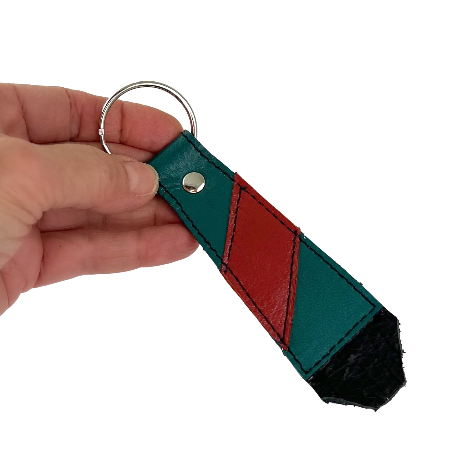 Large Green Rust Cowhide Key Ring Fob