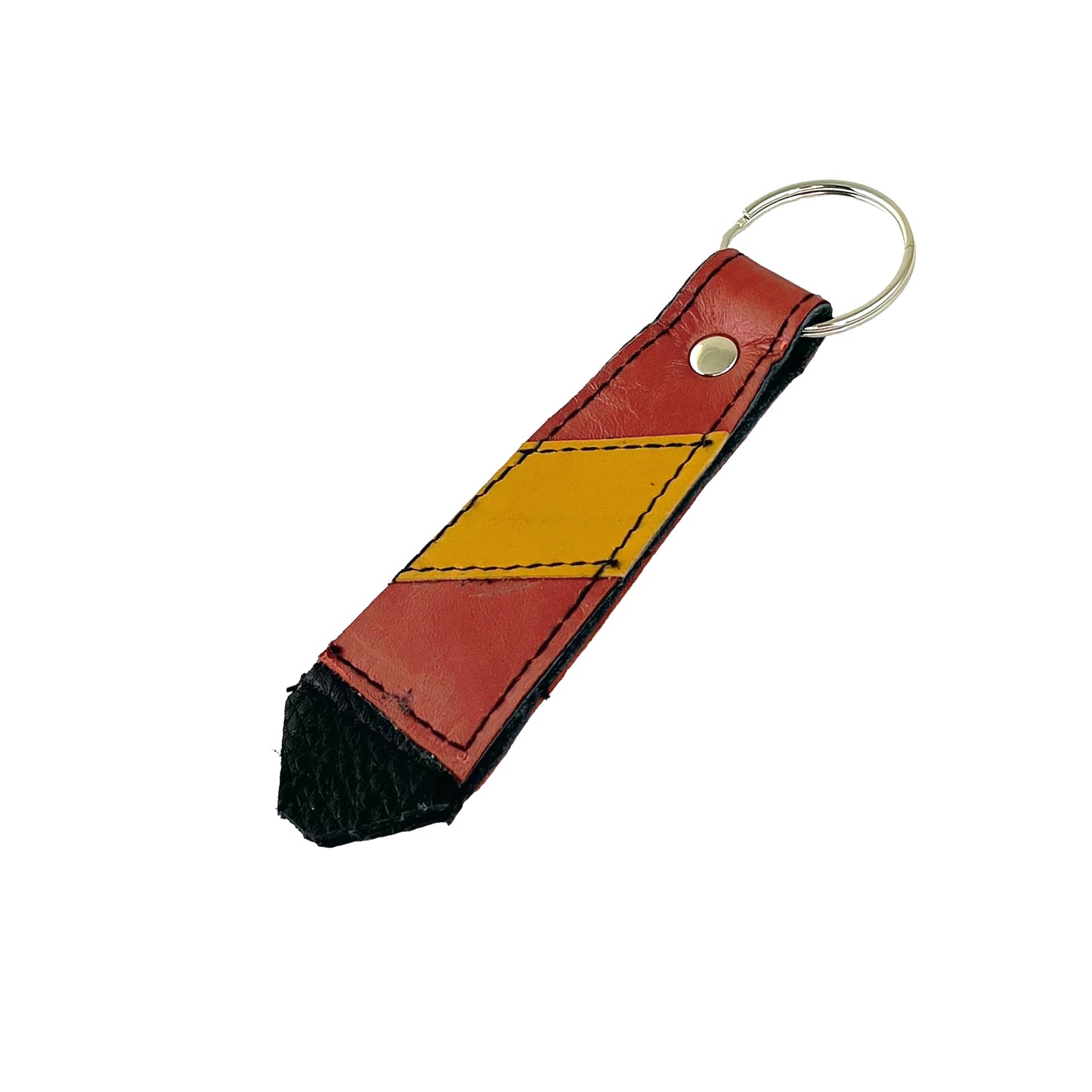 Large Rust Yellow Cowhide Key Ring Fob