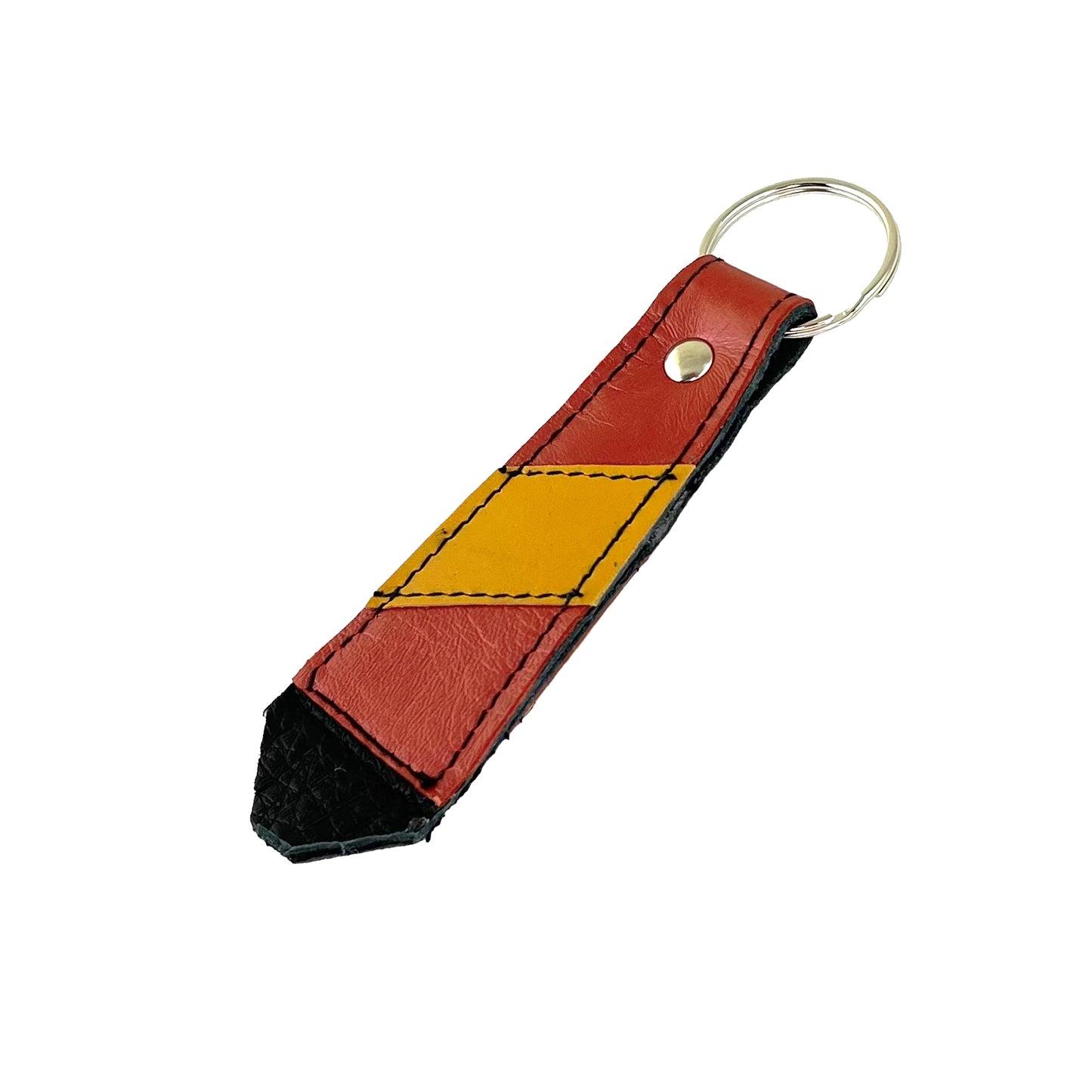 Large Rust Yellow Cowhide Key Ring Fob