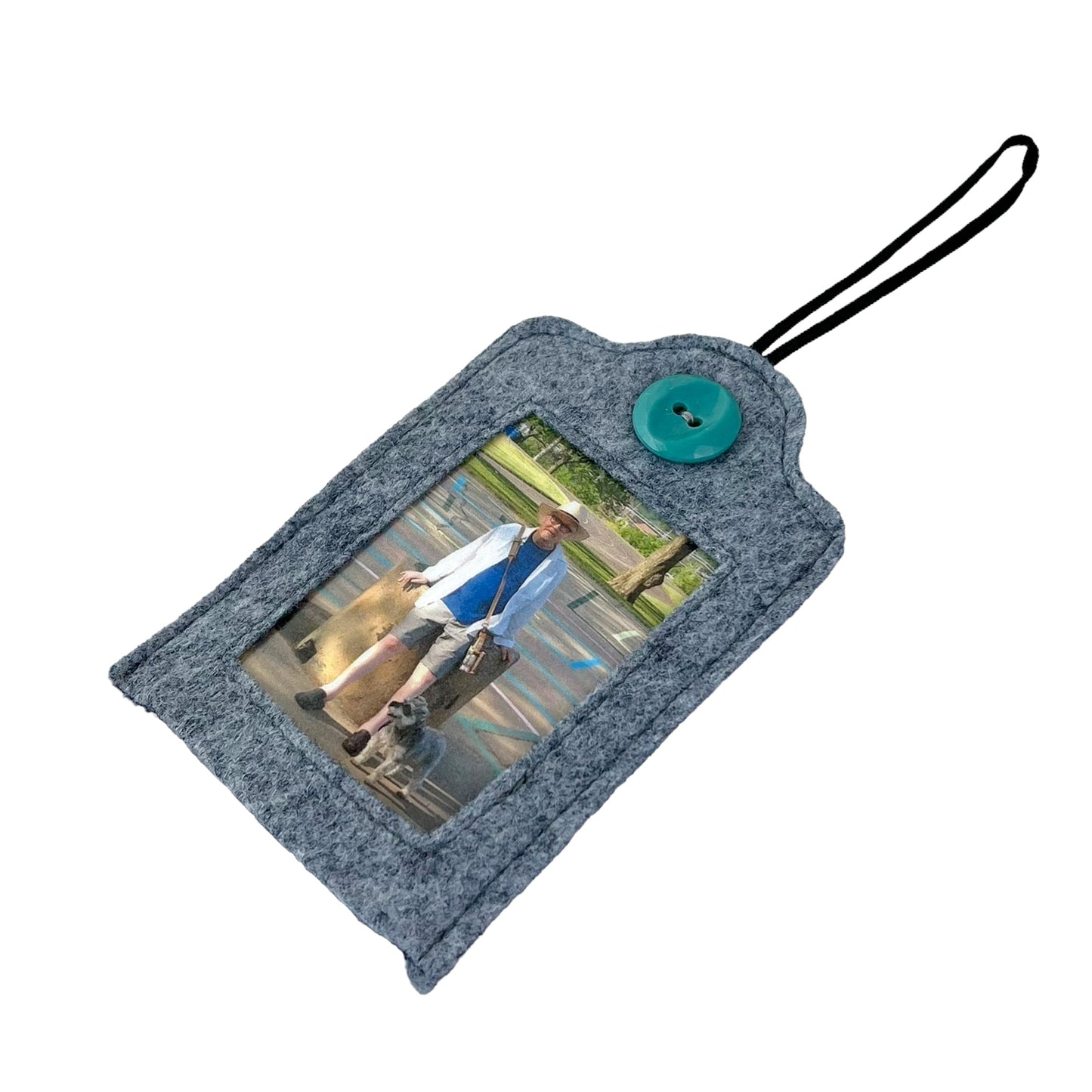 Grey Felt Ornamental Hanging Frame - family photo