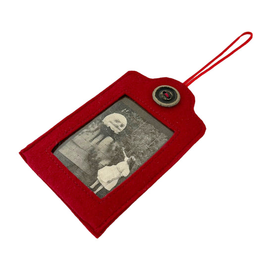 Red Felt Ornamental Hanging Frame - Black and white Humpty Dumpty