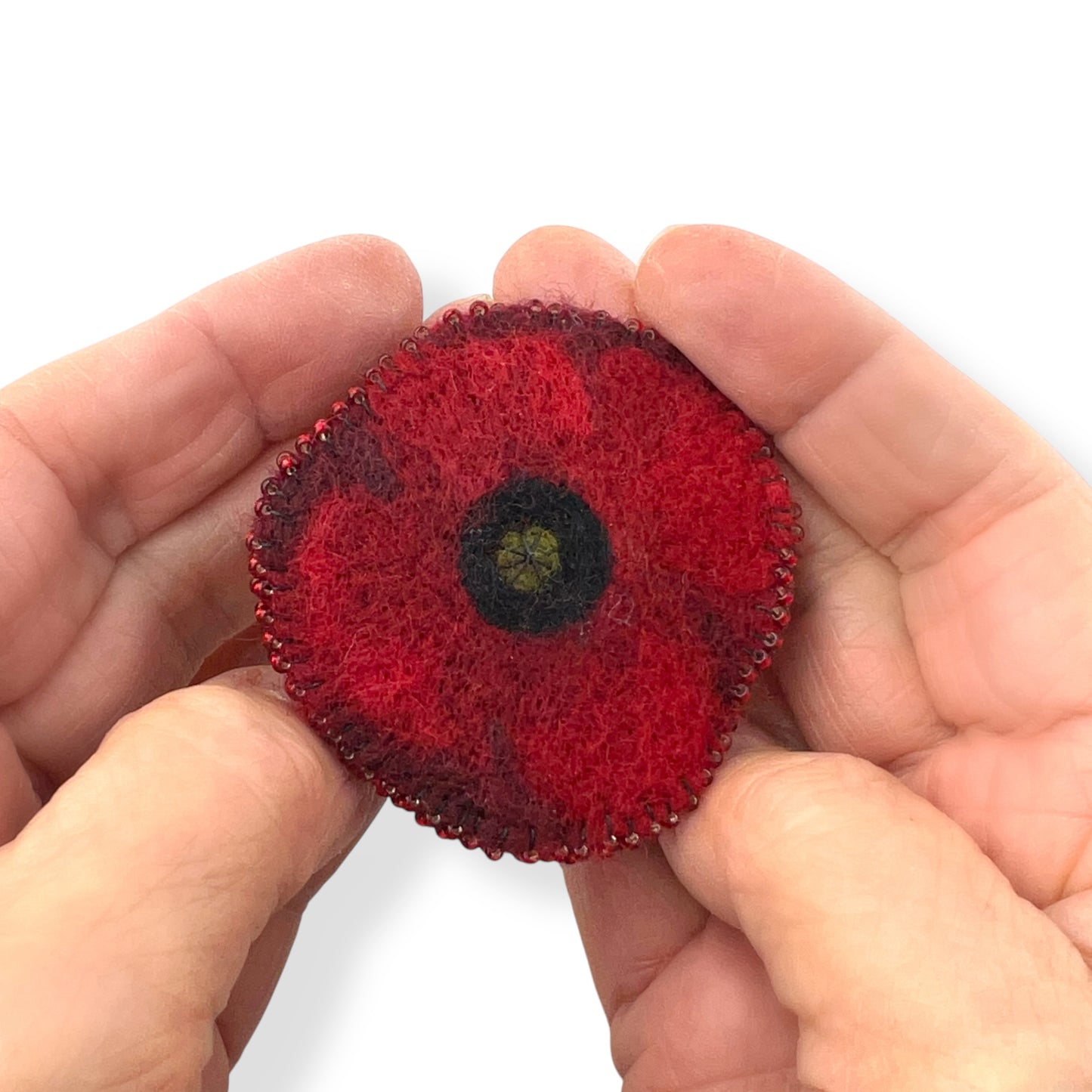 Red and Black Poppy Flower Brooch edition #1