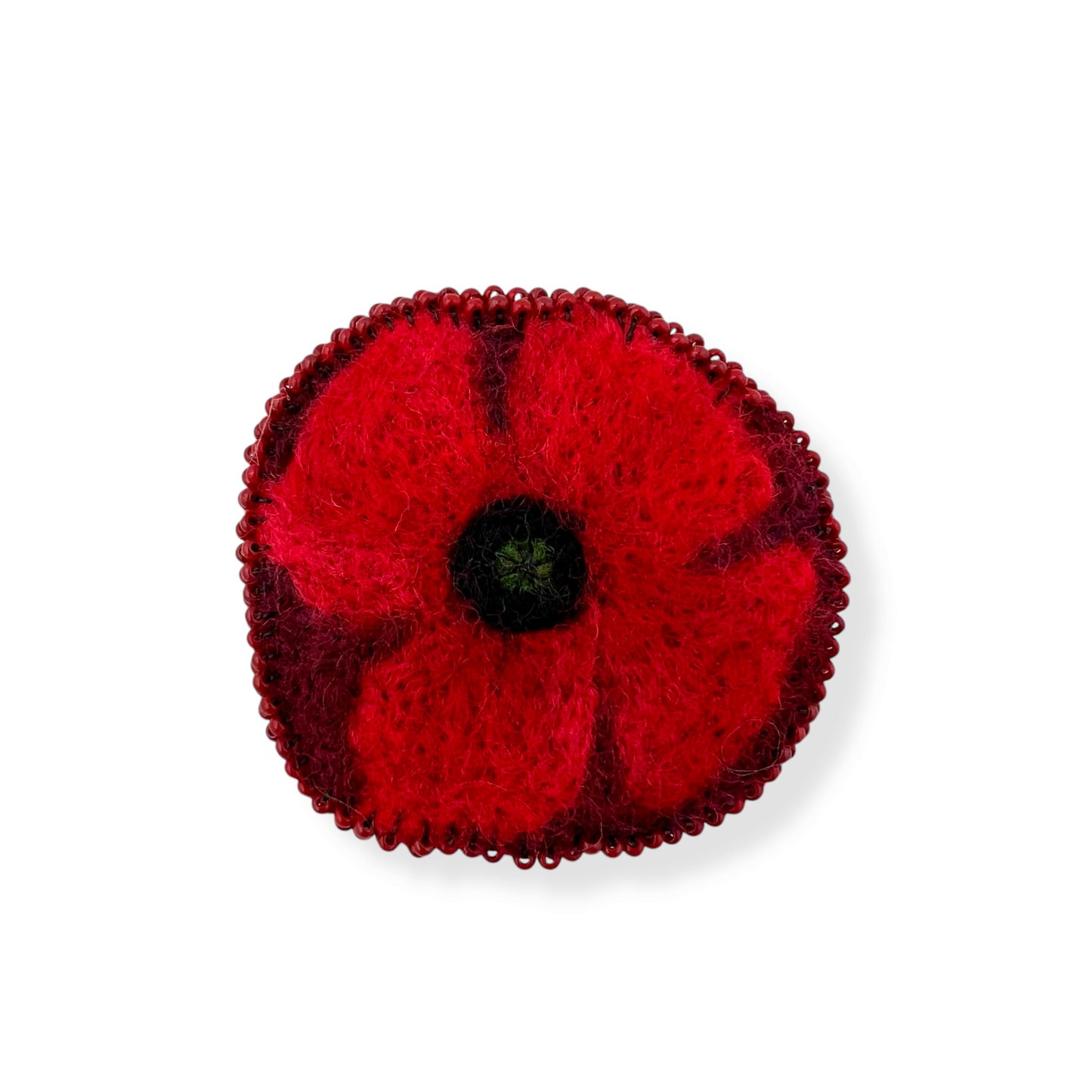 Red and Black Poppy Flower Brooch edition #2