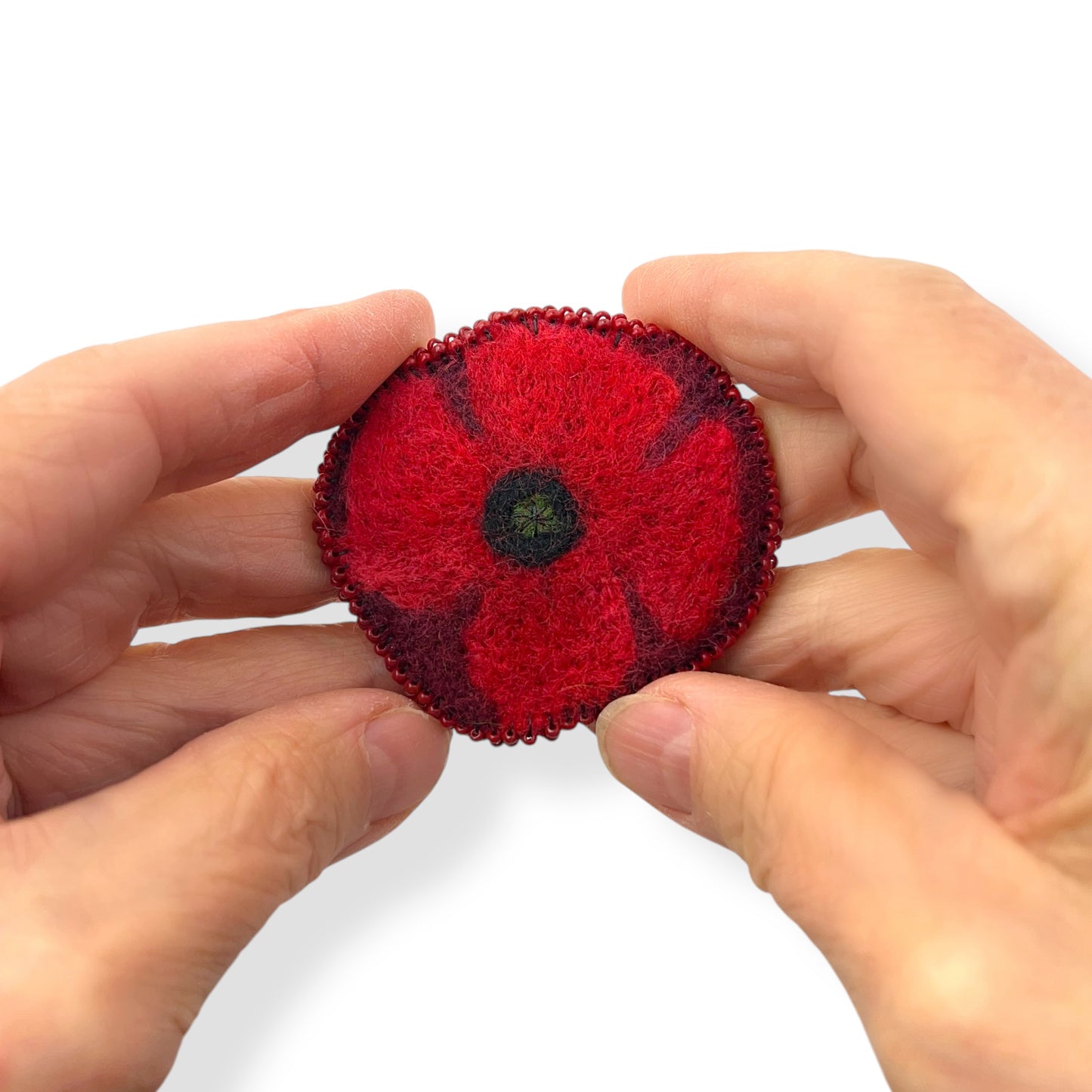 Red and Black Poppy Flower Brooch edition #2