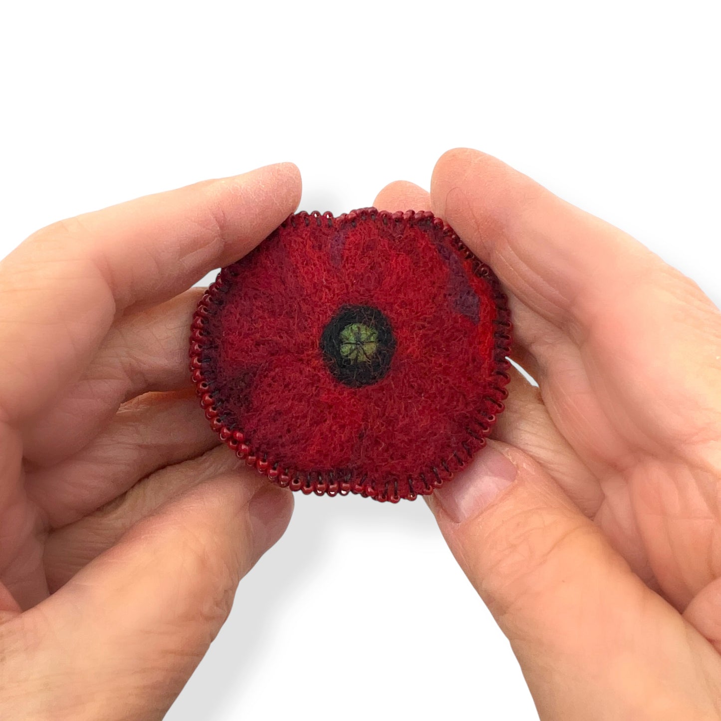 Red and Black Poppy Flower Brooch edition #3