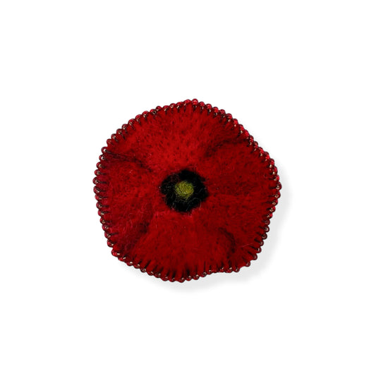 Red and Black Poppy Flower Brooch edition #5