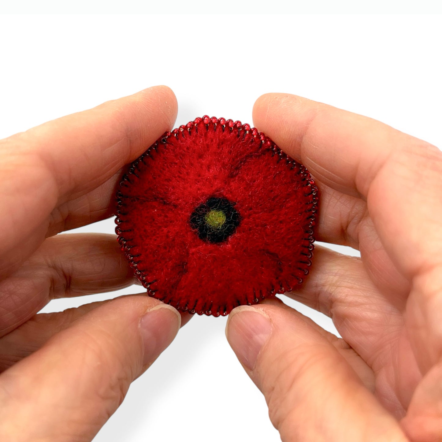 Red and Black Poppy Flower Brooch edition #5