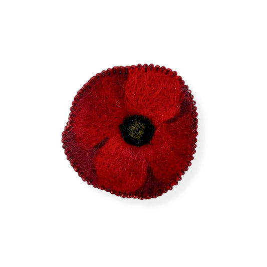 Red and Black Poppy Flower Brooch edition #6