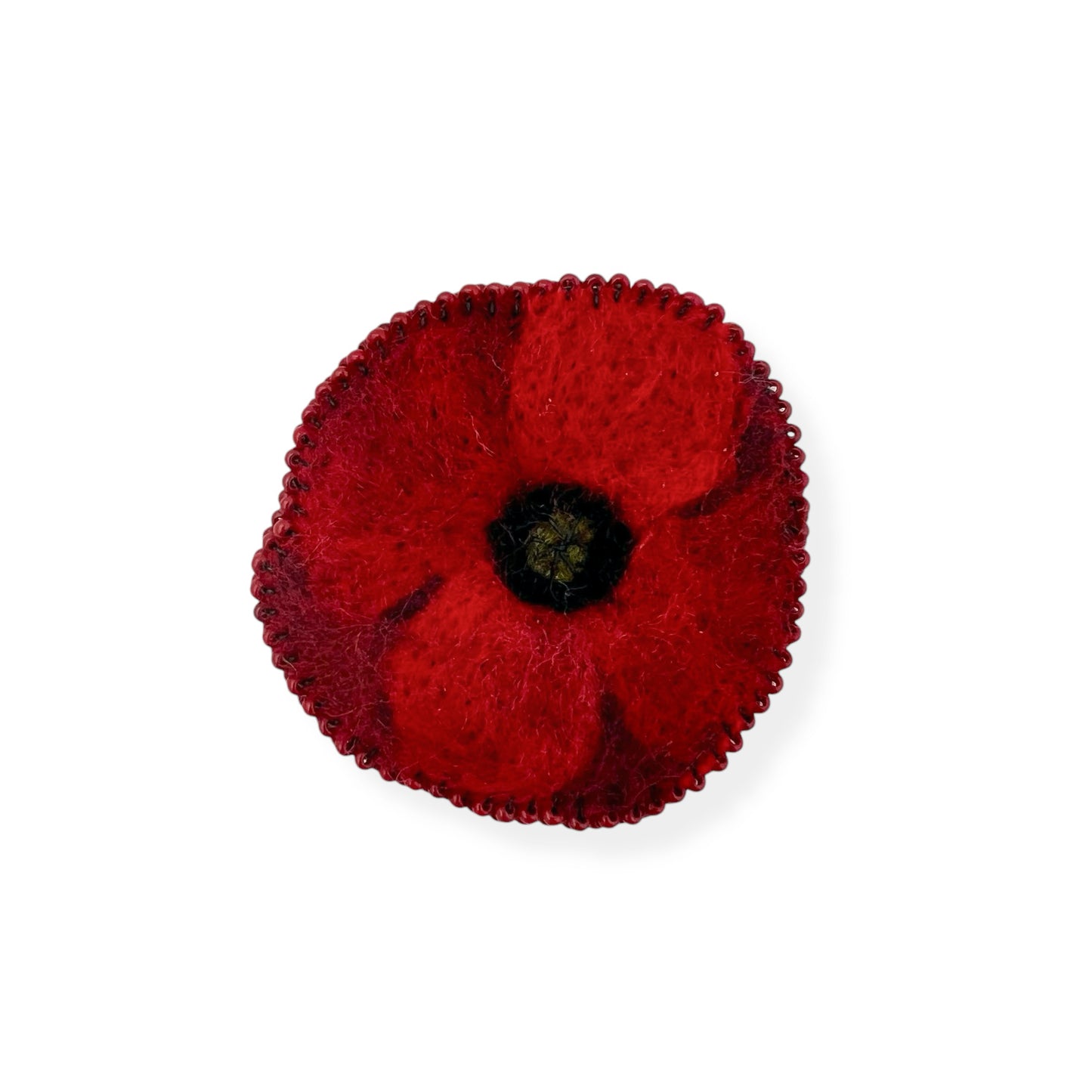 Red and Black Poppy Flower Brooch edition #7