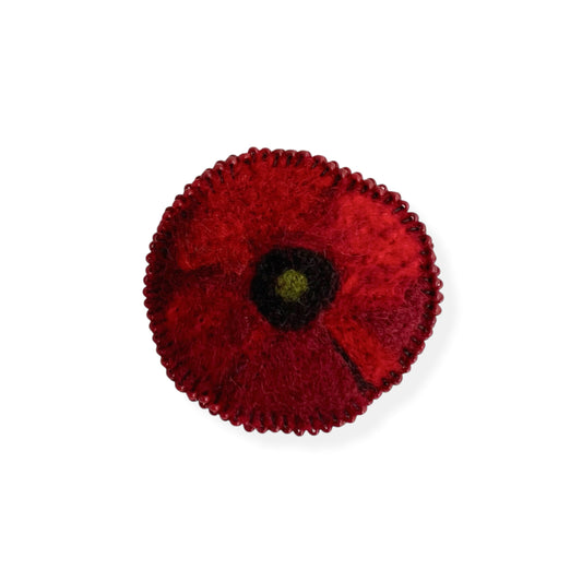 Red and Black Poppy Flower Needle Felted Brooch edition #9