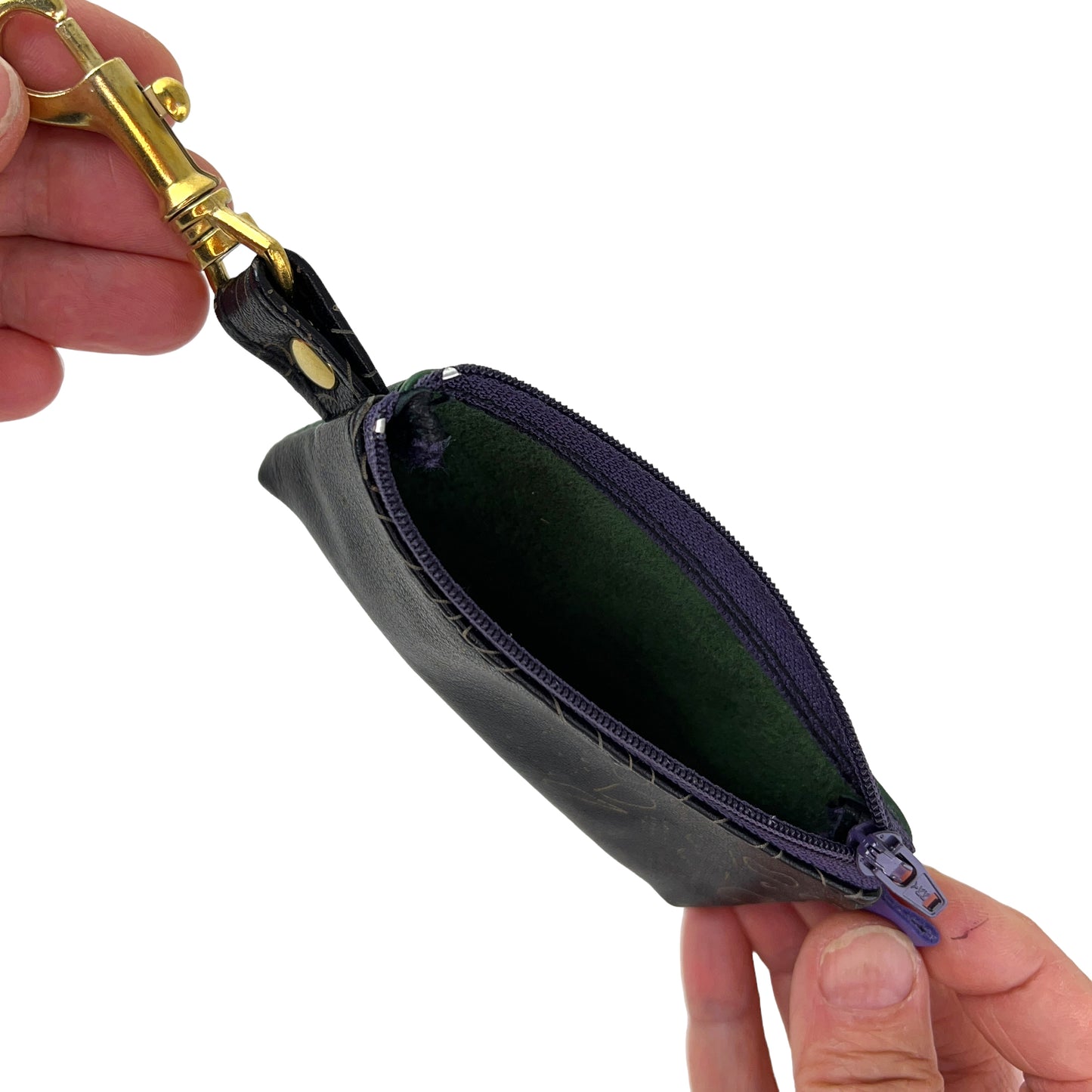Positive Change Zipper Hook Purse BELIEVE Green Purple