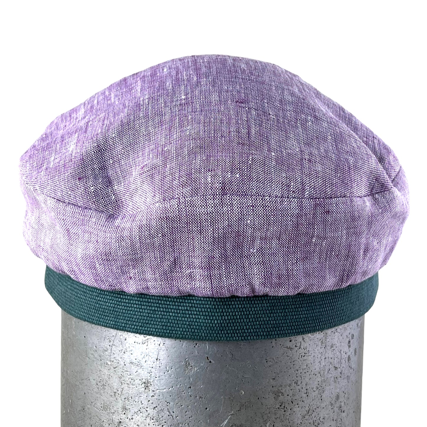 Lilac with Sage Green Band Burgundy Peak Robin Linen Cap Size Medium Small