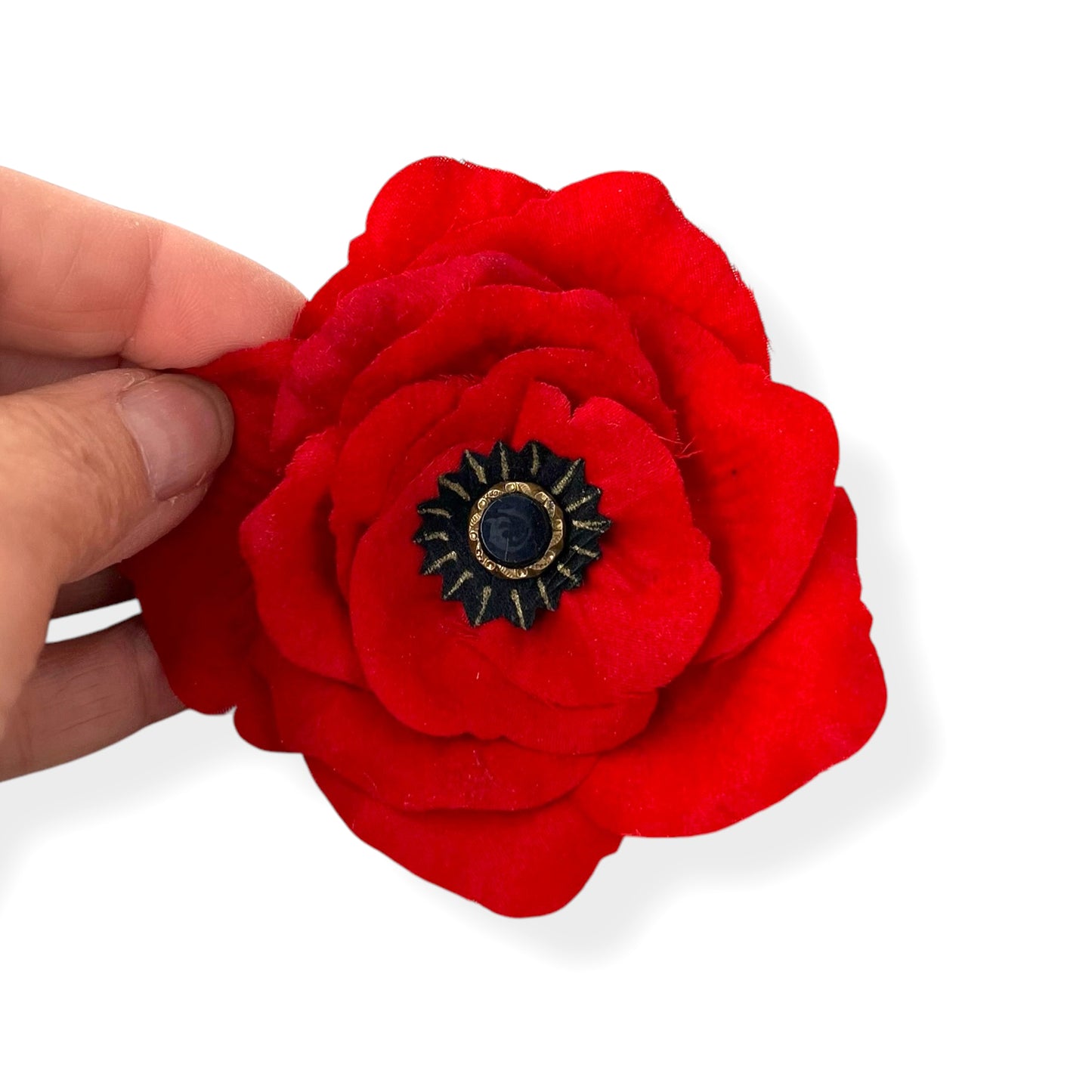 Red Petal Rose Brooch Antique Glass Waistcoat Button Edition #1