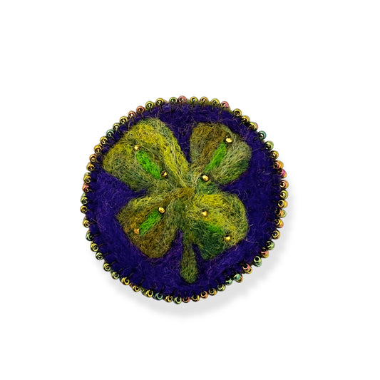 Green and Purple Shamrock Leaf Brooch edition #1