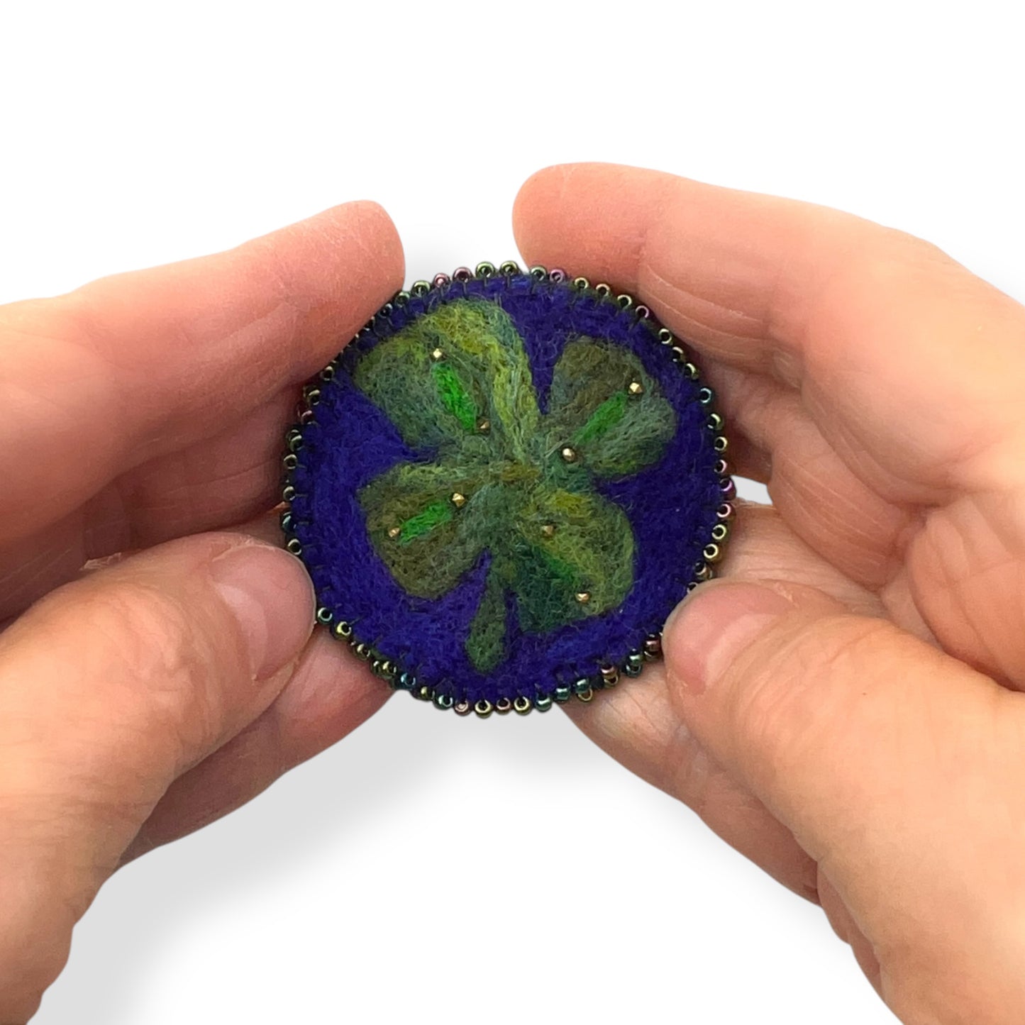 Green and Purple Shamrock Leaf Brooch edition #1