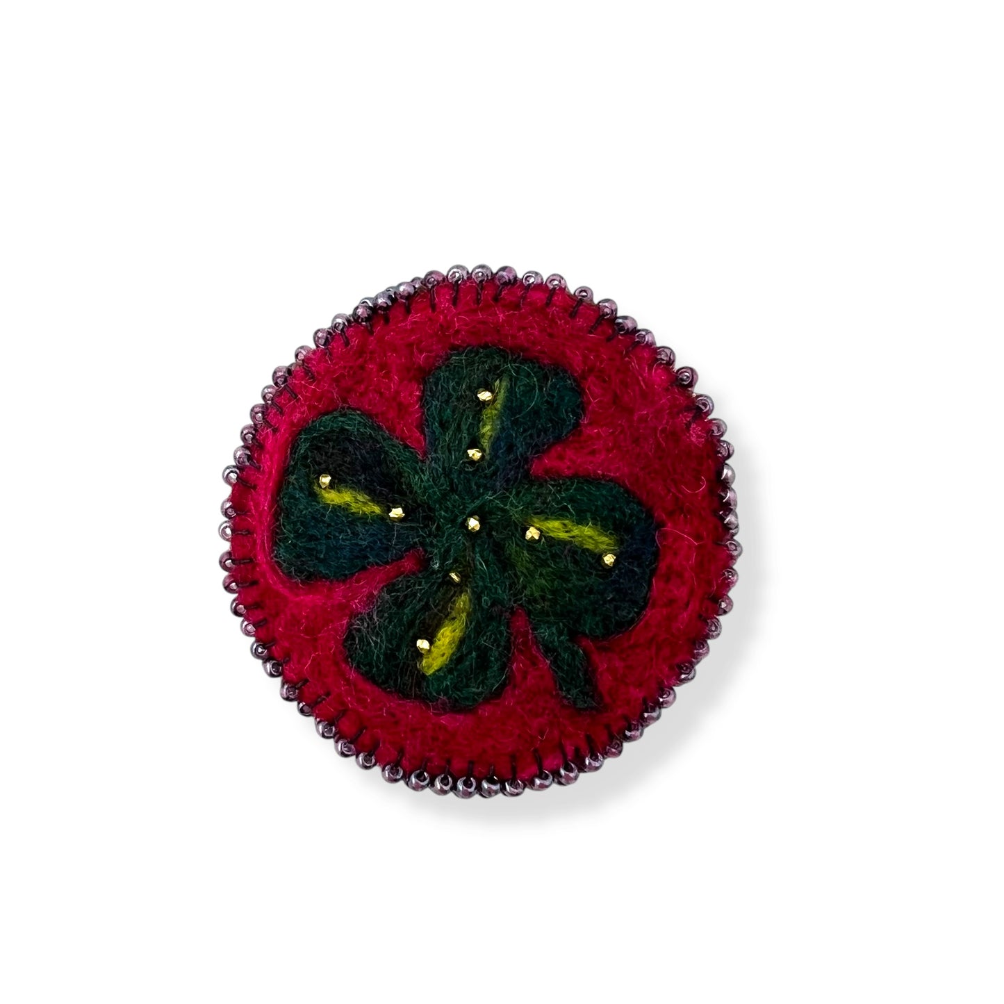 Green and Red Shamrock Leaf Brooch edition #3