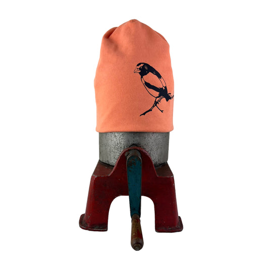 Finch Slouchy  Bird Toque Hat Apricot Orange