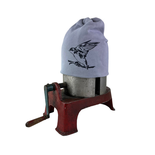 Wings Up Slouchy Bird Toque Hat Grey Blue