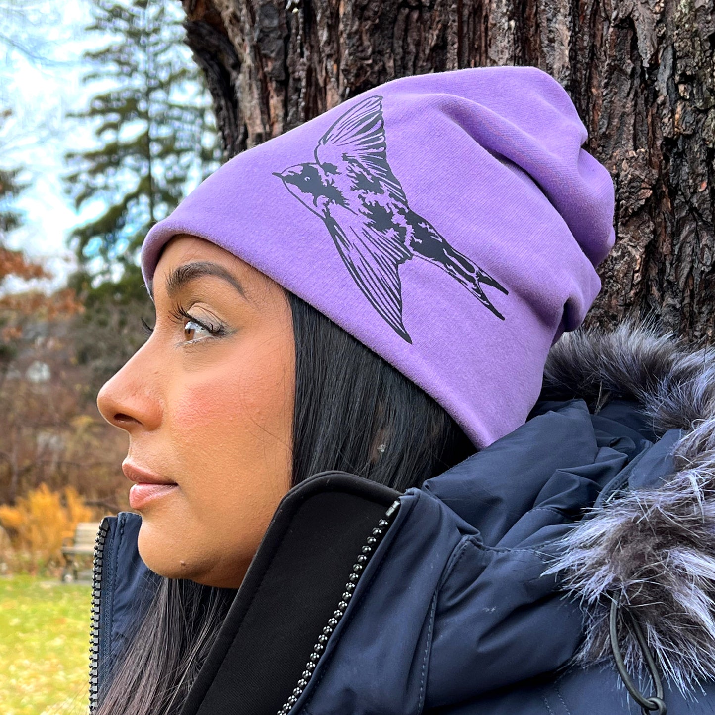 Swallowtail Slouchy Bird Toque Hat Lilac Pink