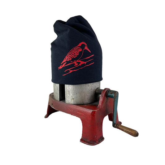 Downy Woodpecker Slouchy Red  Bird Toque Hat Black