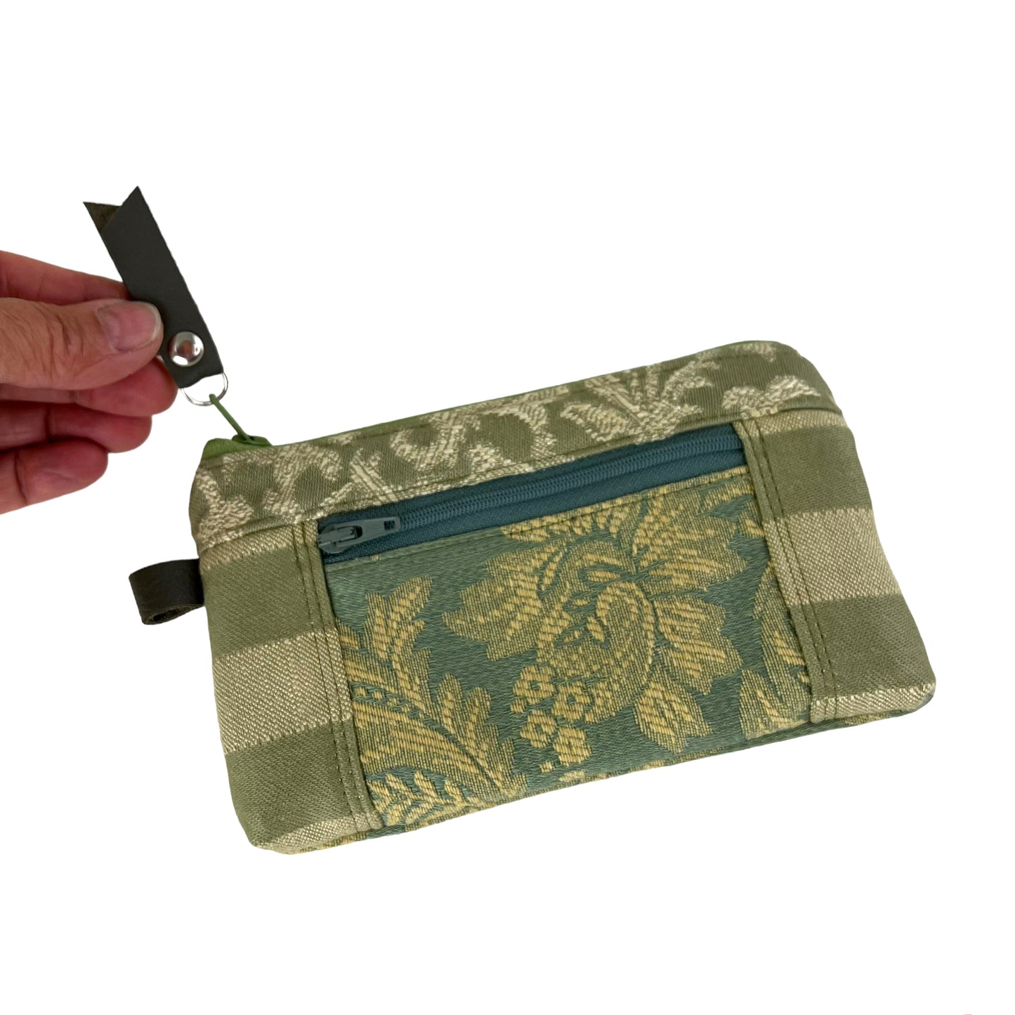 Small Zipper Card Tapestry Wallet Pale Green Patchwork