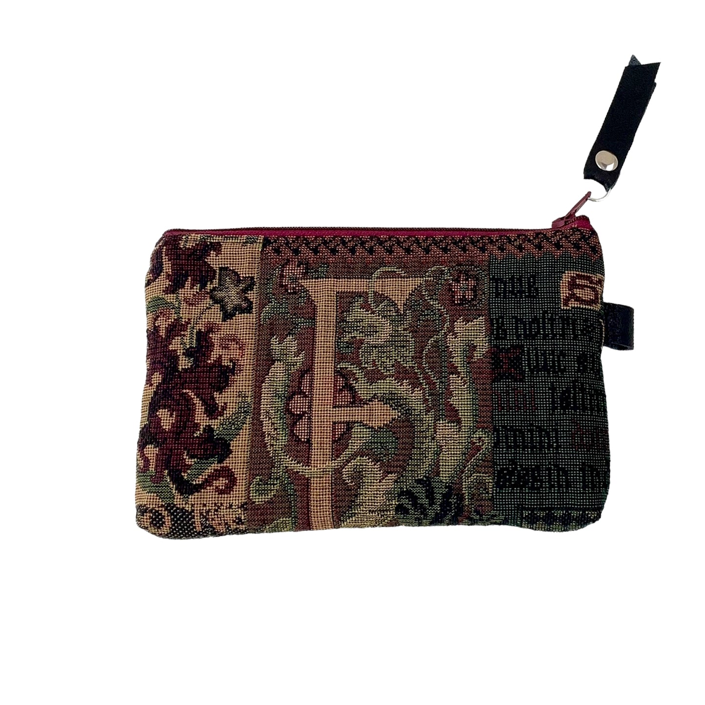 Green Black Patchwork Tapestry Zipper Card Wallet