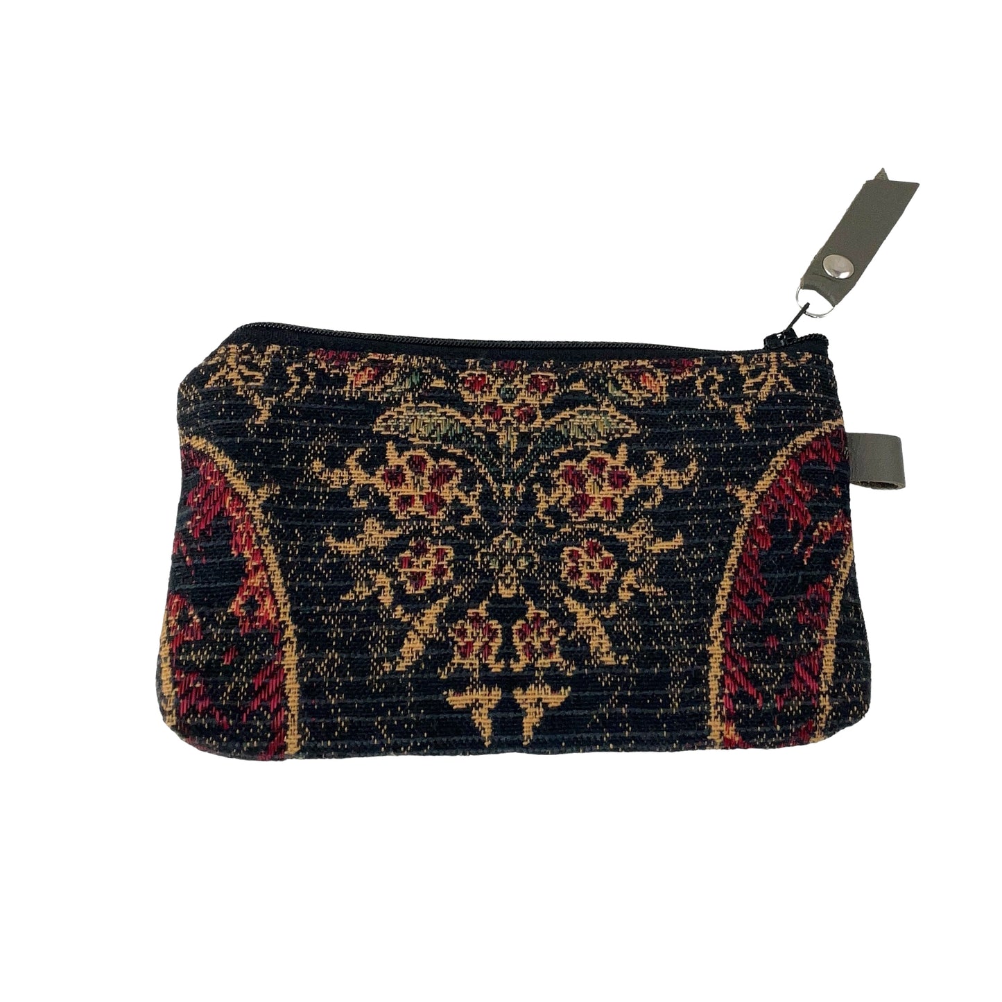 Black Green Brown Patchwork Tapestry Zipper Card Wallet