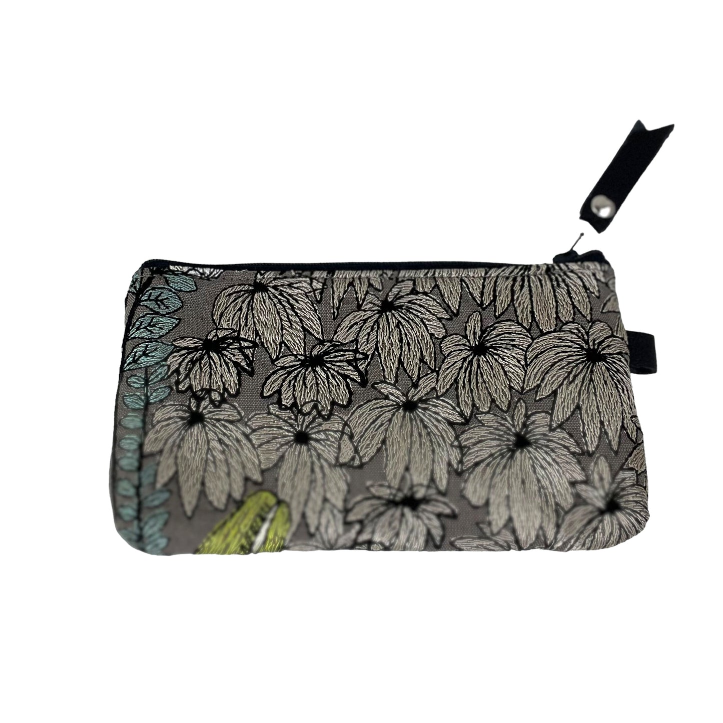 Black Grey and Taupe Patchwork Tapestry Zipper Card Wallet