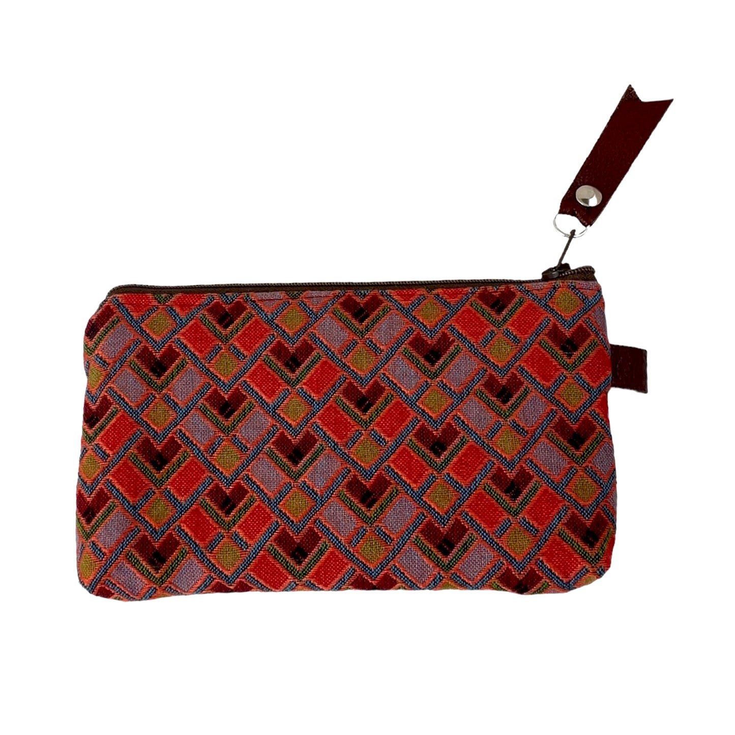 Red Black Gold Patchwork Tapestry Zipper Card Wallet