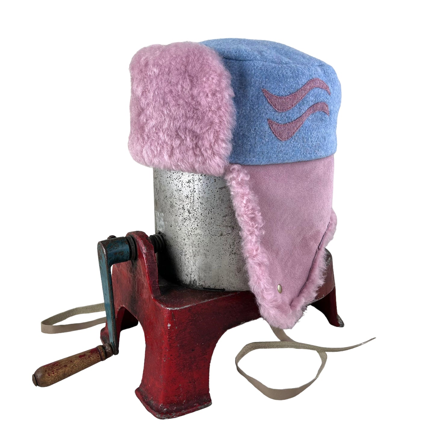 Winter Wave Trapper Helmet Hat Large Baby Blue Pink Fur