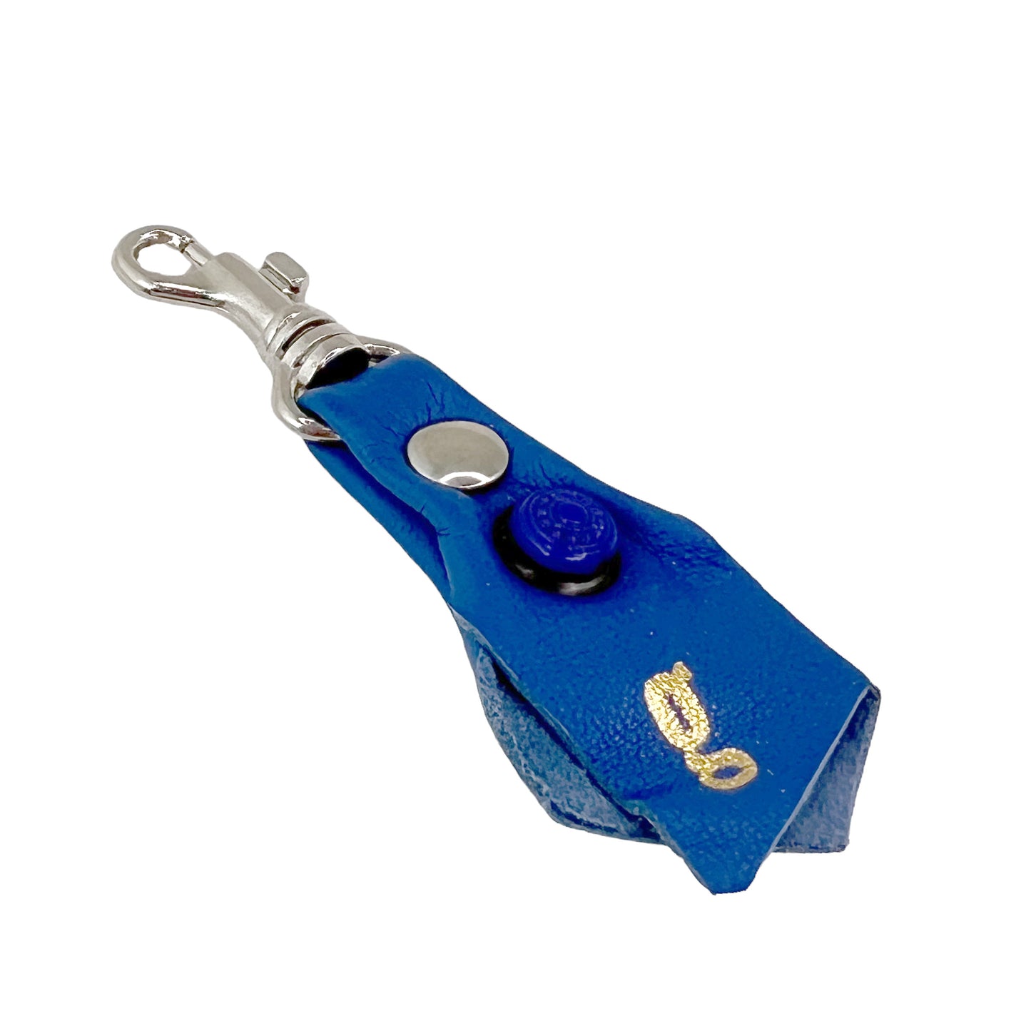 Zipper Fob Blue Lamb Leather Spring Hook