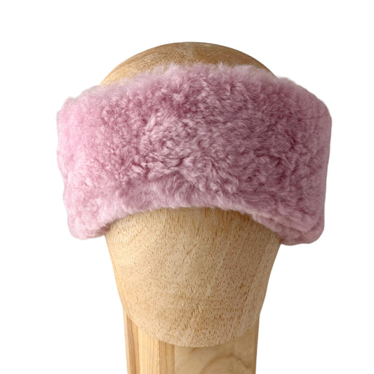 Fluffy Pastel Pink Alpine Ear and Head Sheep Shearling Fur Band
