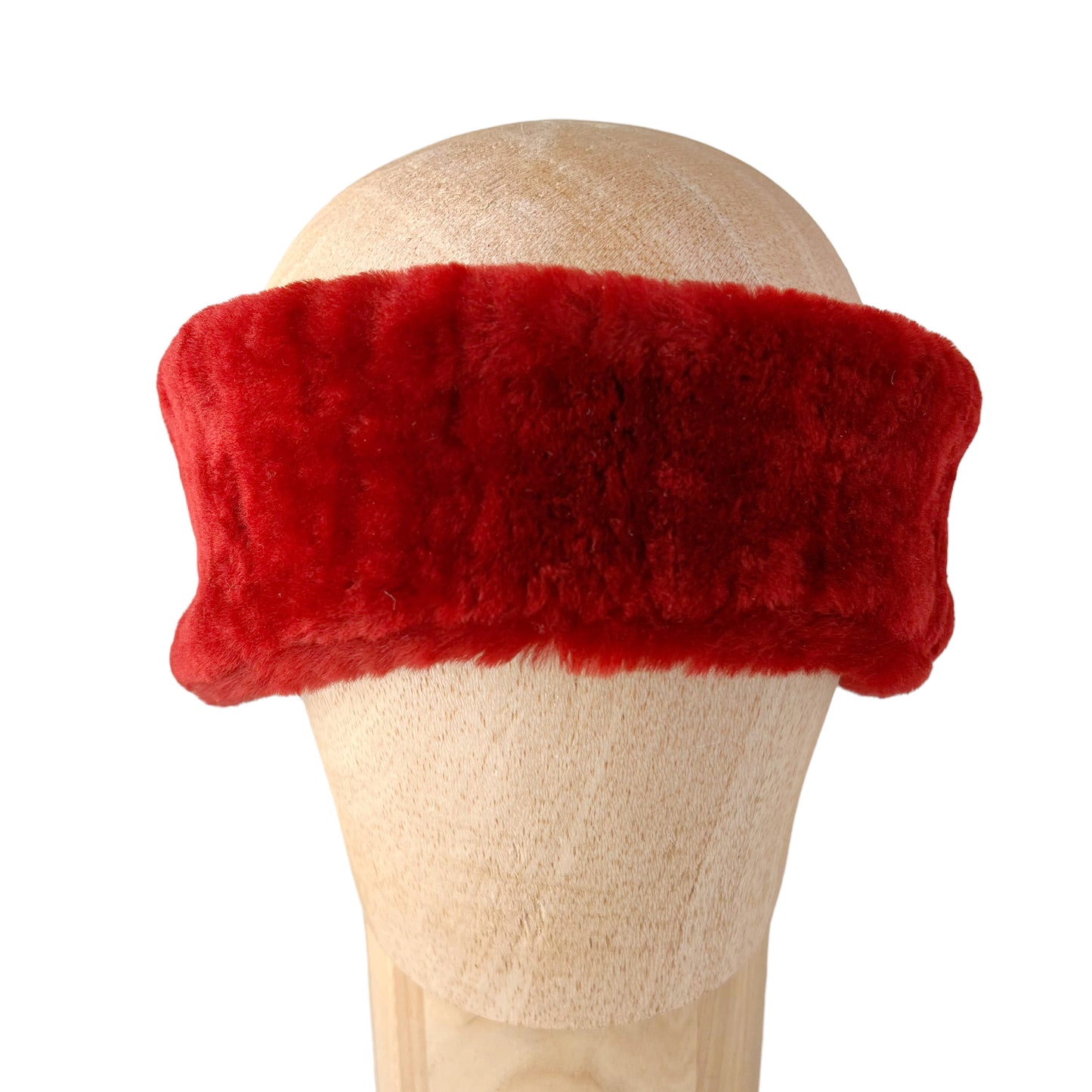 Soft Ruby Red Alpine Ear and Head Sheep Shearling Fur Band