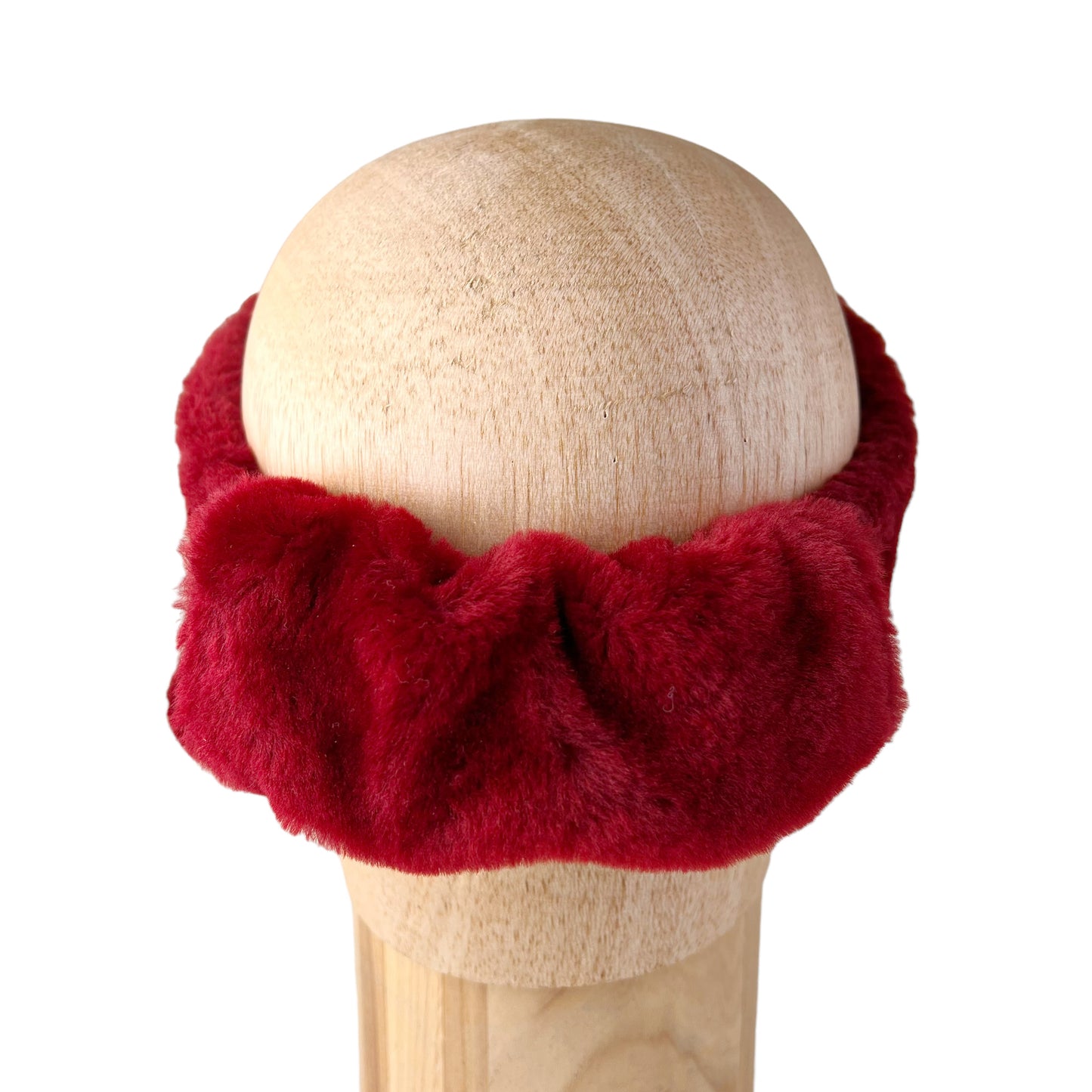 Ruby Red Alpine Ear and Head Sheep Shearling Fur Band