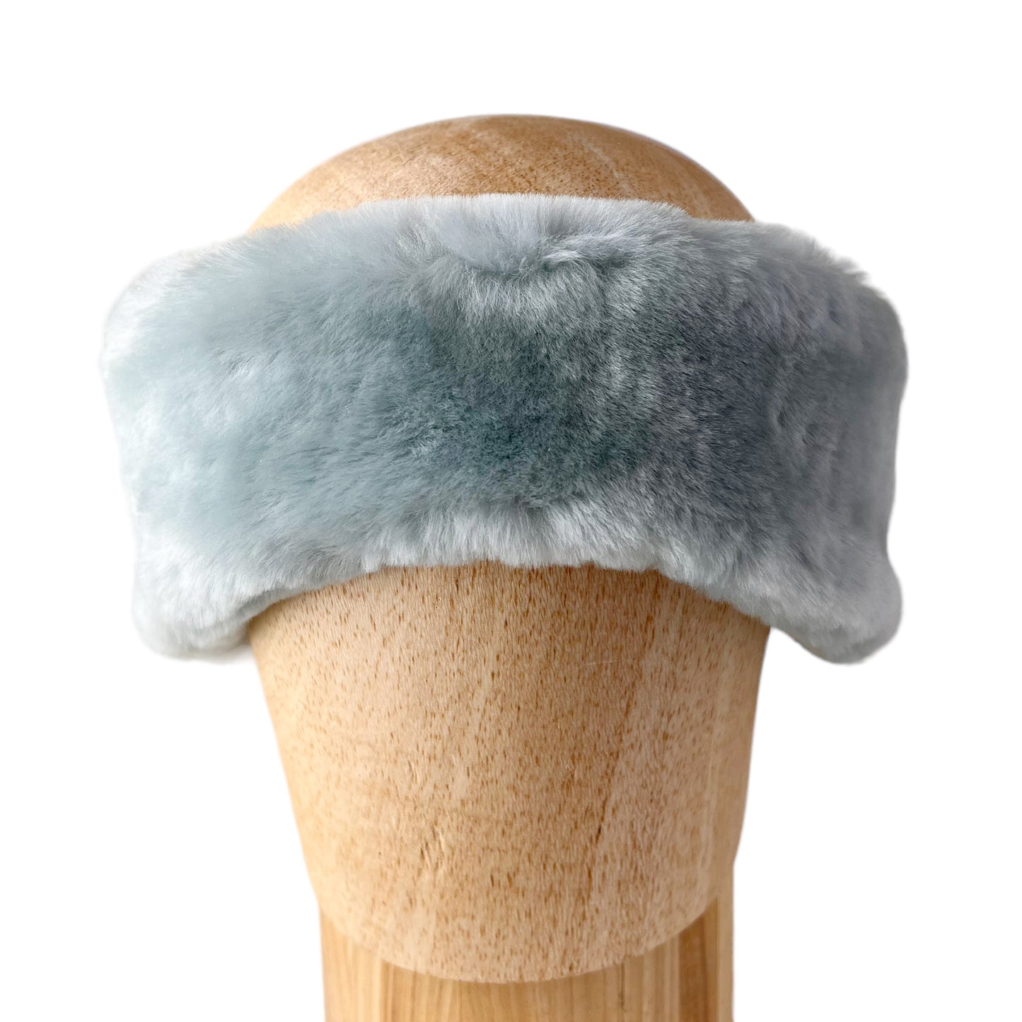 Pastel Robins Egg Blue Alpine Ear and Head Sheep Shearling Fur Band