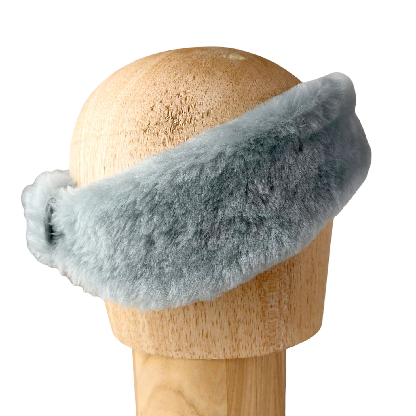 Pastel Robins Egg Blue Alpine Ear and Head Sheep Shearling Fur Band