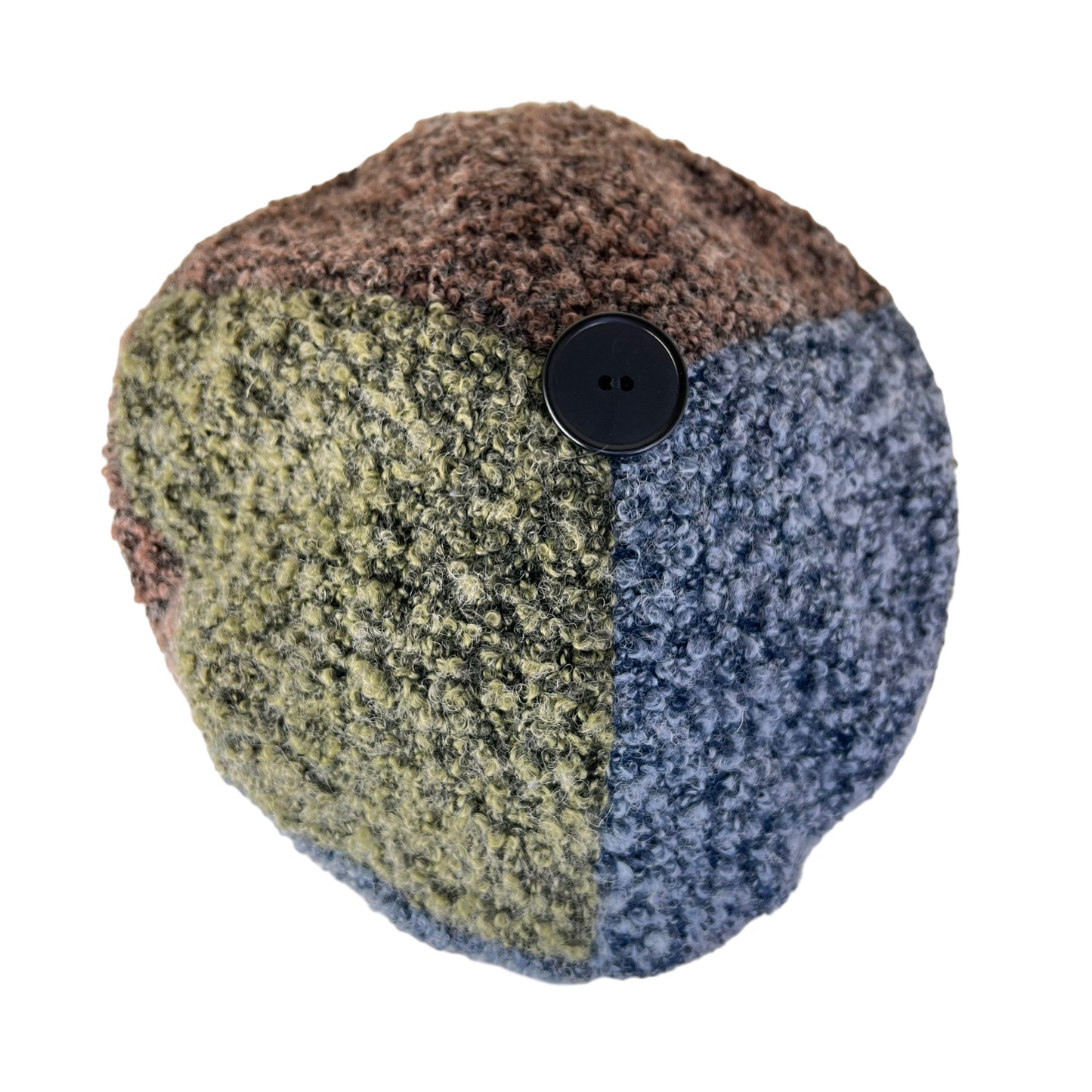 Boucle Knit Beret Tam Large Brown Blue