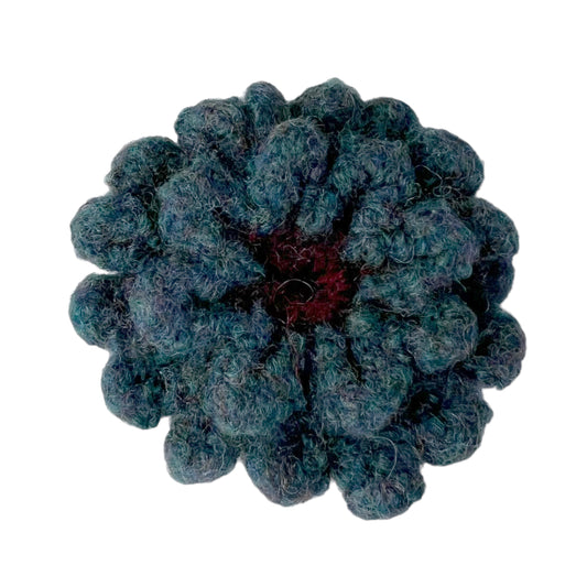 Felted Crochet Wool Flower Flower Brooch Emerald Green red